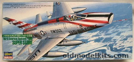 Hasegawa 1/72 F-100D Super Sabre - 1960 William Tell Demonstrator Aircraft, 611 plastic model kit